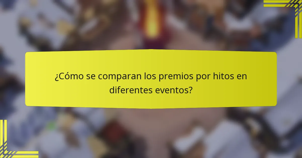 ¿Cómo se comparan los premios por hitos en diferentes eventos?