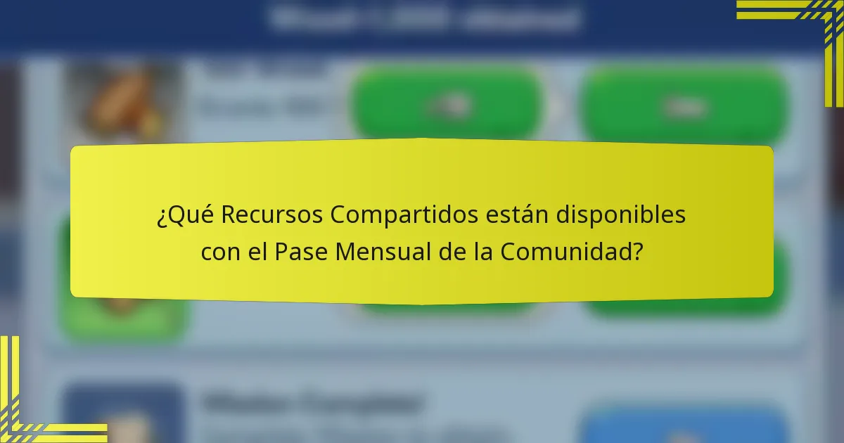 ¿Qué Recursos Compartidos están disponibles con el Pase Mensual de la Comunidad?